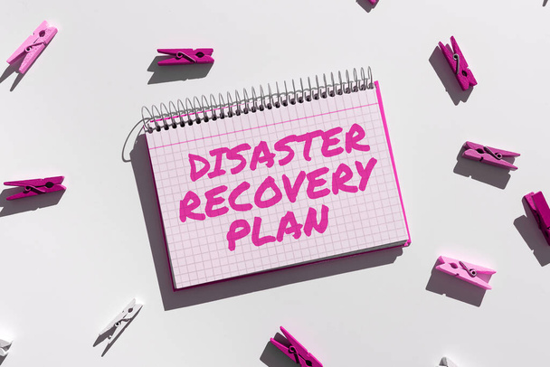 災害復旧計画の表示に署名する,危険な状況に対するバックアップ措置を持つビジネスショーケース - 写真・画像