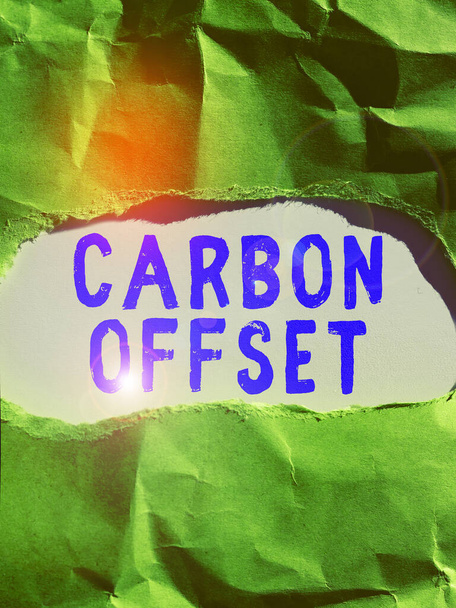 Metin başlığı: Karbon Dengeleme, İş Fikri Karbondioksit emisyonunda azalma veya diğer gazlar - Fotoğraf, Görsel
