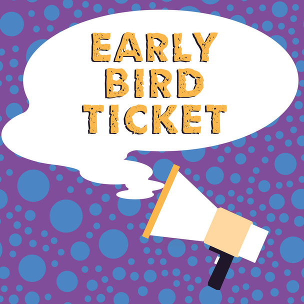 Conceptual caption Early Bird Ticket, Business idea Buying a ticket before it go out for sale in regular price - Photo, Image