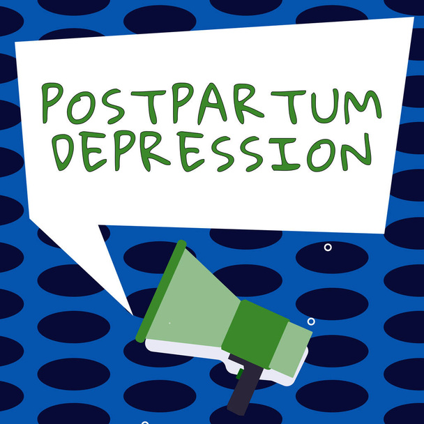 Text showing inspiration Postpartum Depression, Internet Concept a mood disorder involving intense depression after giving birth - Photo, Image