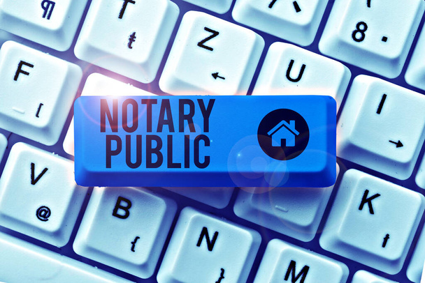 Writing displaying text Notary Public, Business idea Legality Documentation Authorization Certification Contract - Photo, Image
