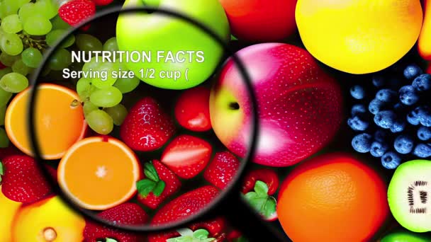 Nutriční údaje na různých druzích ovoce a zeleniny - Záběry, video
