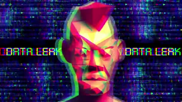 Low poly head against data leak  digital background - Footage, Video