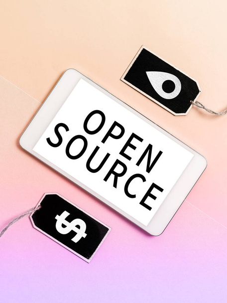 Konzeptionelle Darstellung Open Source, Unternehmensübersicht Kennzeichnung von Software, deren ursprünglicher Quellcode frei verfügbar ist - Foto, Bild