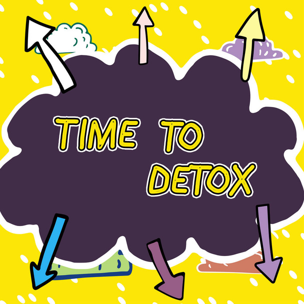 Tekenen weergeven van tijd tot Detox, Concept betekenis Moment voor Dieet Voeding gezondheid Verslaving behandeling reinigen - Foto, afbeelding