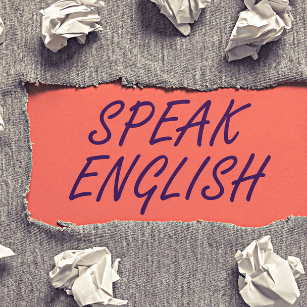 Konzeptpräsentation Englisch sprechen, Geschäftsidee Eine weitere Fremdsprache studieren Online-Verbal-Kurse - Foto, Bild