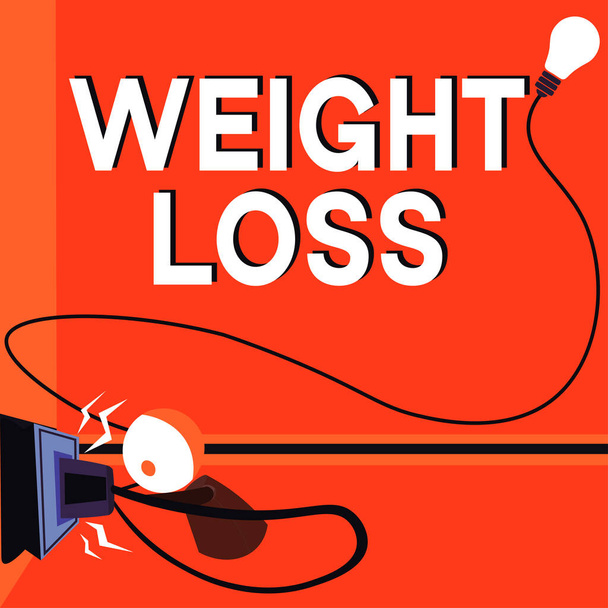 Inspiratie met teken Gewichtsverlies, Business showcase Vermindering van Body Fluid Muscle Mass Reduce Fat Dispose Weefsel - Foto, afbeelding