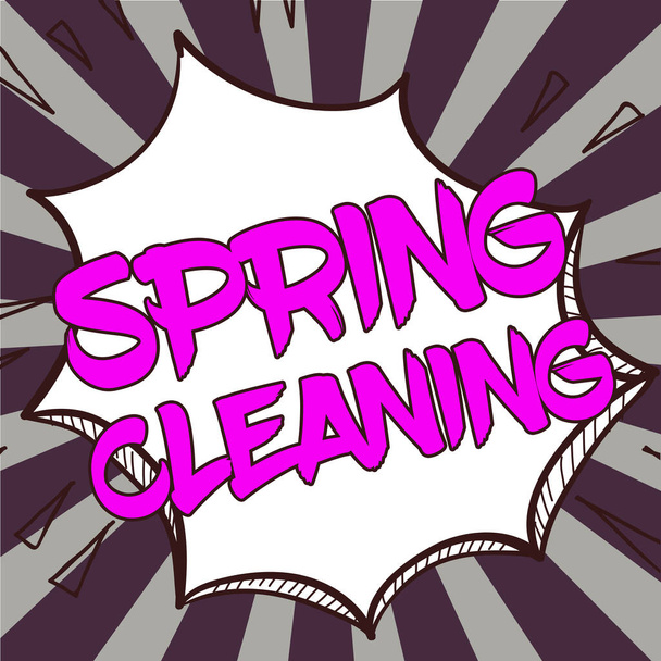 Вдохновение, показывающее знак Весенняя уборка, Деловая идея практики тщательной уборки дома весной - Фото, изображение