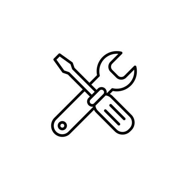 Werkzeuge reparieren. Werkzeugzeichen und Symbol. -Symbol setzen. Schraubenschlüssel und Schraubenzieher. Service - Vektor, Bild
