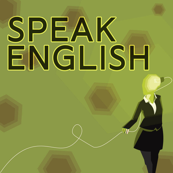 Testo che mostra ispirazione Parla Inglese, Business concept Studia un'altra lingua straniera Corsi verbali online - Foto, immagini