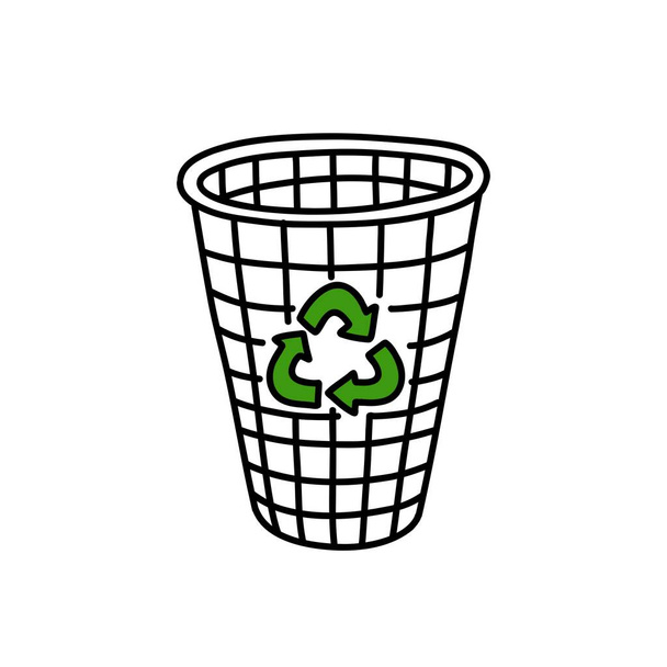 reciclar bin doodle icono, vector de ilustración - Vector, Imagen