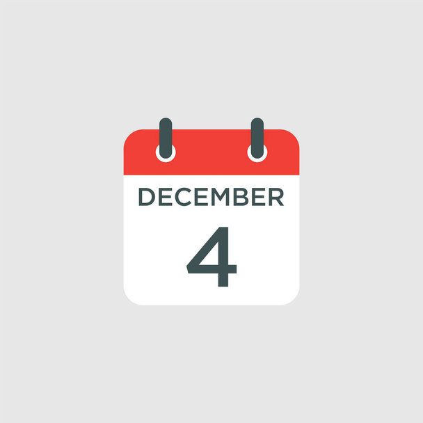 calendario - 4 dicembre icona illustrazione isolato segno vettoriale simbolo - Vettoriali, immagini