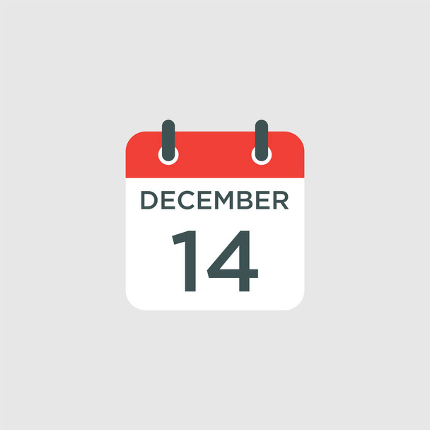 ημερολόγιο - 14 Δεκεμβρίου εικονίδιο απεικόνιση απομονωμένο σύμβολο διάνυσμα σύμβολο - Διάνυσμα, εικόνα