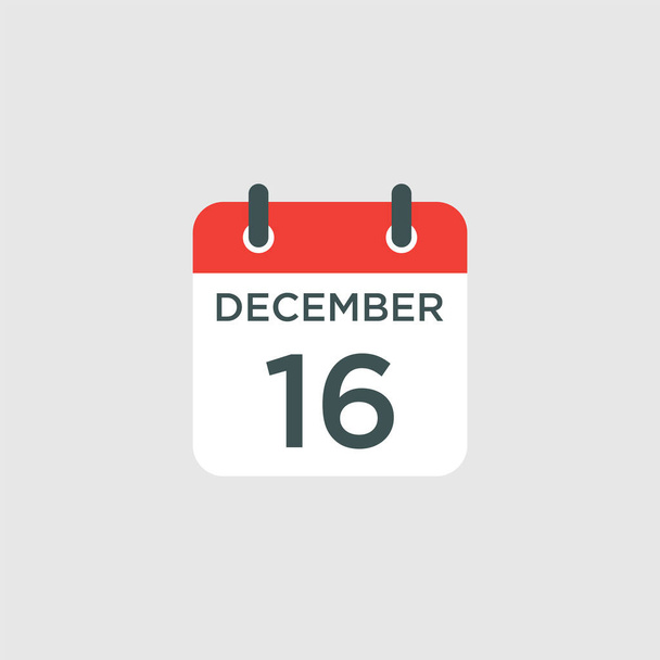 calendário - Ilustração de ícone de 16 de dezembro símbolo de sinal de vetor isolado - Vetor, Imagem