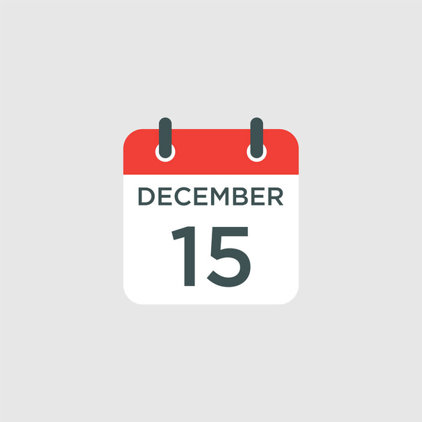 calendário - Ilustração de ícone de 15 de dezembro símbolo de sinal de vetor isolado - Vetor, Imagem