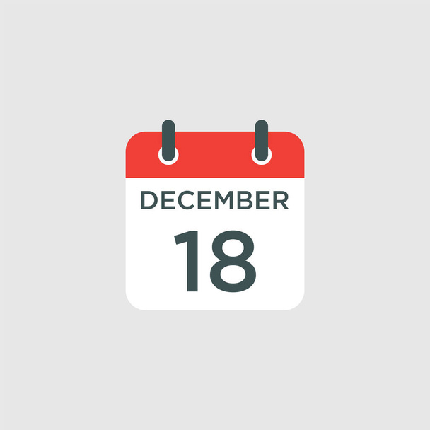 ημερολόγιο - Εικόνα εικονιδίου της 18ης Δεκεμβρίου μεμονωμένο σύμβολο διανύσματος - Διάνυσμα, εικόνα