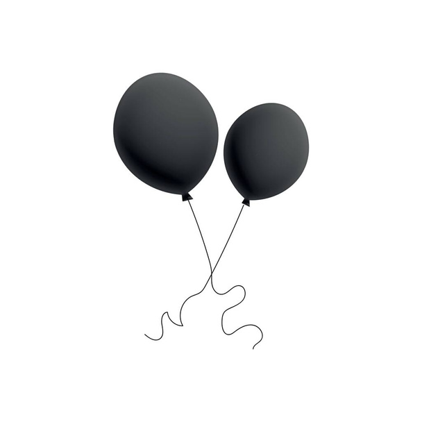 Černý vzduch balónky na bílém pozadí - Vektor, obrázek