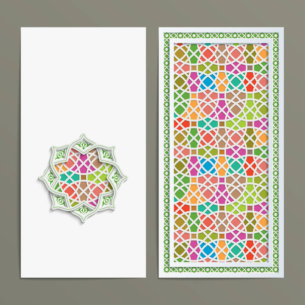 Islamic colorfull pattern vector design for greetingf card template set - Vetor, Imagem