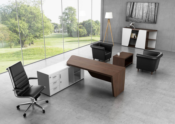 3d renderizado oficina habitación interior diseño inspiración - Foto, Imagen