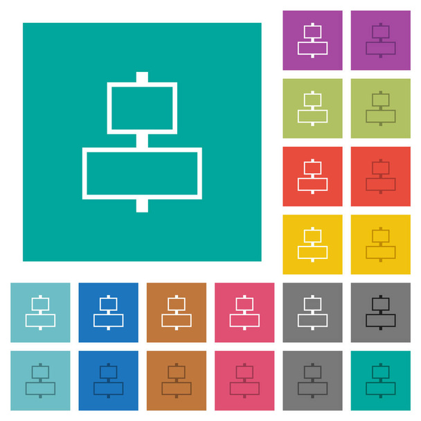 Align to center outline multi colored flat icons on plain square backgrounds. Included white and darker icon variations for hover or active effects. - Vector, Image