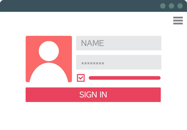 Web Template and Elements for site form of login to account on computer. Sign Form UI Web Design Template - Вектор,изображение