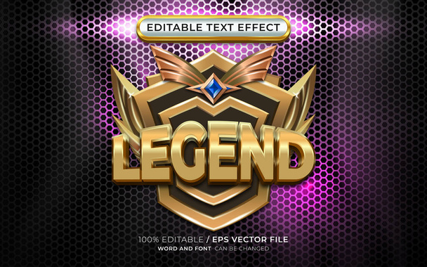 Elegante Gold Game Ranking Badge con efecto de texto editable - Vector, Imagen