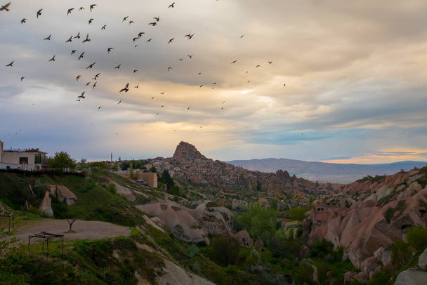 Landscapes of the Valley of Pigeons in Cappadocia, Turkey - Фото, изображение