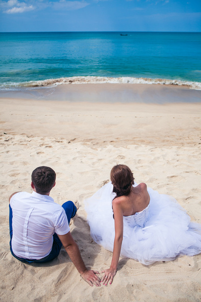 Happy Loving couple on a tropical beach against the sea Similan Island - Photo, Image