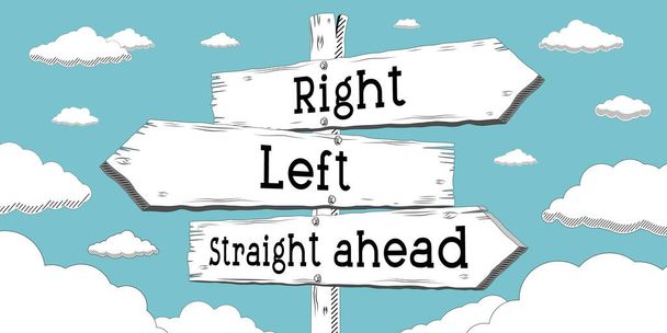 Derecha, izquierda, derecha - señal de contorno con tres flechas - Foto, Imagen
