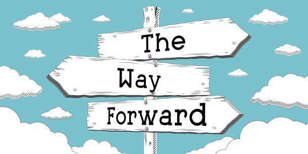 The way forward - outline signpost with three arrows - Photo, Image