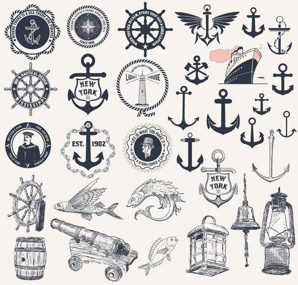 Set of nautical elements - Vecteur, image