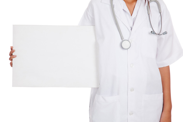 Asian female doctor show a blank sign - Фото, зображення