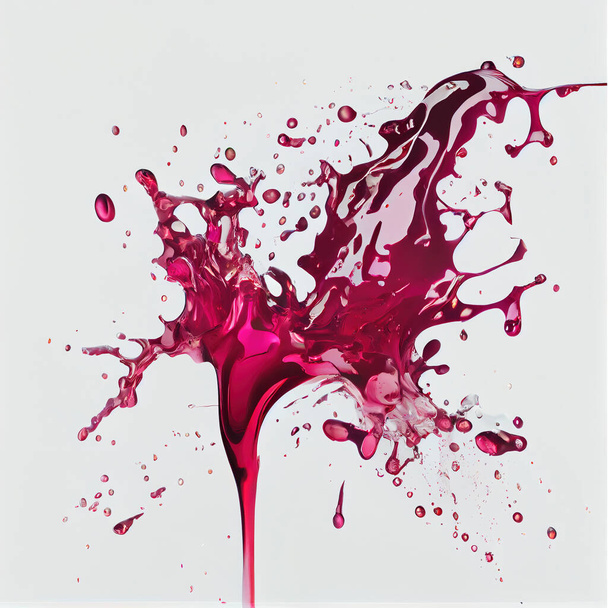 Merlot, wine glass with spilled wine. splash wine over white background. background for sommelier or wine tasting - Zdjęcie, obraz
