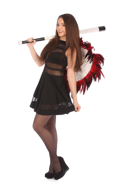 Valentines beauty girl with big red and white wings - Foto, imagen