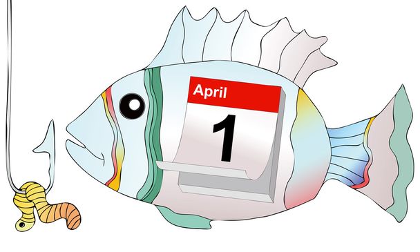 4 月 1 日取らない餌フックで魚として - ベクター画像