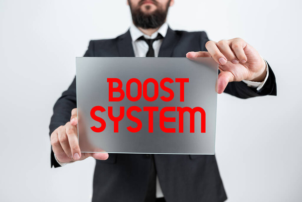 Écrire afficher du texte Boost System, Business concept Rejuvenate Upgrade Renforcer Être en meilleure santé Approche holistique - Photo, image