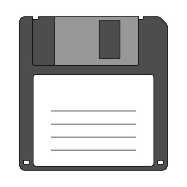 A floppy disk. A vintage device for storing information. Old computer equipment. The symbol of the 90s. Color vector icon isolated on a white background - Vector, Imagen