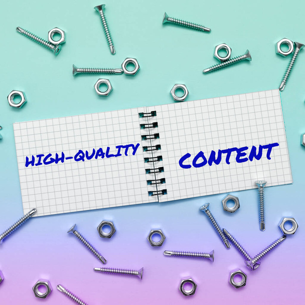 概念的なキャプション高品質のコンテンツ、ウェブサイト上で書かれた言葉は、聴衆に有益な情報を与えることです。 - 写真・画像