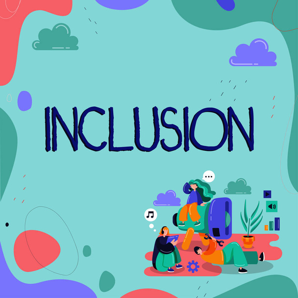 Fogalmi felirat Inclusion, Internet Concept Action State beleértve a csoporton vagy struktúrán belüli felvételét - Fotó, kép