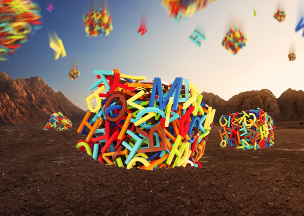 Random multicolored letters forming  cubes - Photo, Image