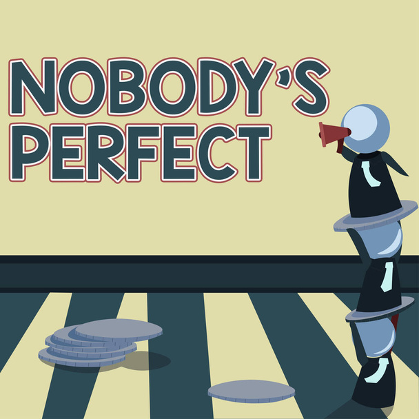 Inspiratie toont teken Nobodys Perfect, Business overzicht gebruikt om te zeggen dat iedereen fouten of fouten maakt - Foto, afbeelding