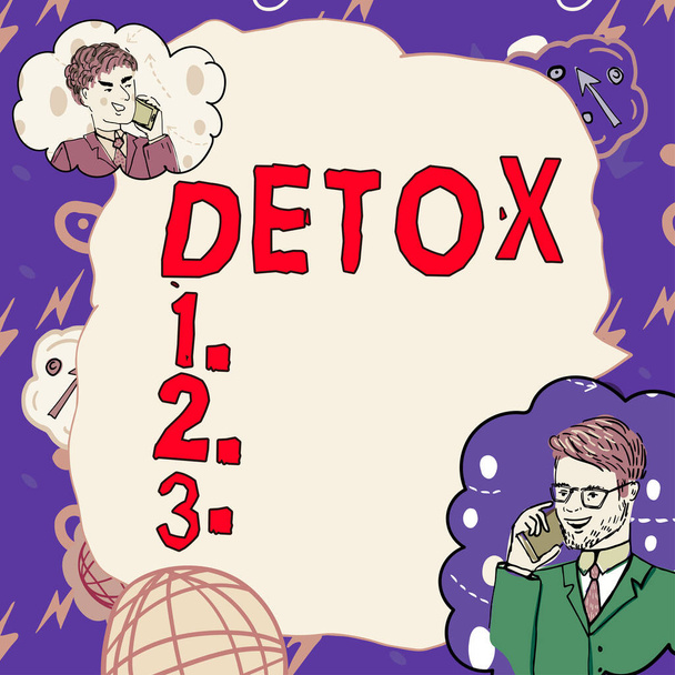 Tekst pokazujący inspirację Detox, Słowo Napisane na chwilę dla zdrowia odżywiania Leczenie uzależnienia oczyścić - Zdjęcie, obraz