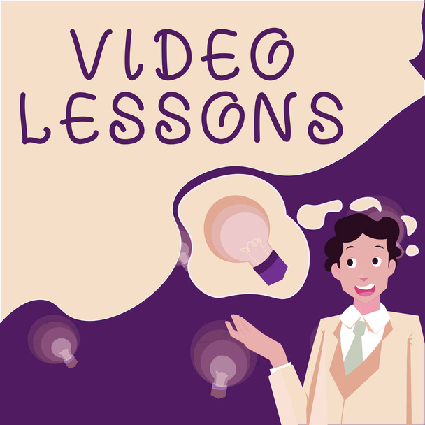 Käsin kirjoittaminen merkki Video Lessons, Business idea Online Koulutusmateriaali aihe Katselu ja oppiminen - Valokuva, kuva
