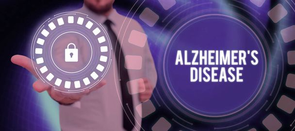 Έμπνευση που δείχνει σημάδι Alzheimers ασθένεια, Internet Concept Προηγμένη ψυχική επιδείνωση που συμβαίνουν στα γηρατειά - Φωτογραφία, εικόνα
