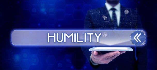Ruční psaní znamení pokory, koncept znamená být pokorný je ctnost necítit se příliš nadřazený - Fotografie, Obrázek