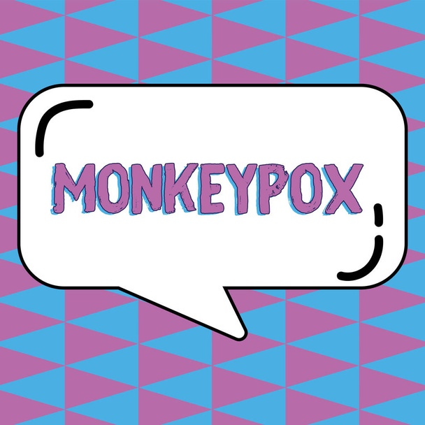 Texto que muestra inspiración Monkeypox, Visión general del negocio poxvirus de África causado principalmente por roedores salvajes y primates - Foto, imagen