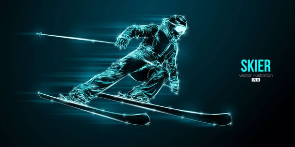 Silhouette abstraite d'un ski sur fond noir. Le skieur fait un tour. Illustration vectorielle de sculpture - Vecteur, image