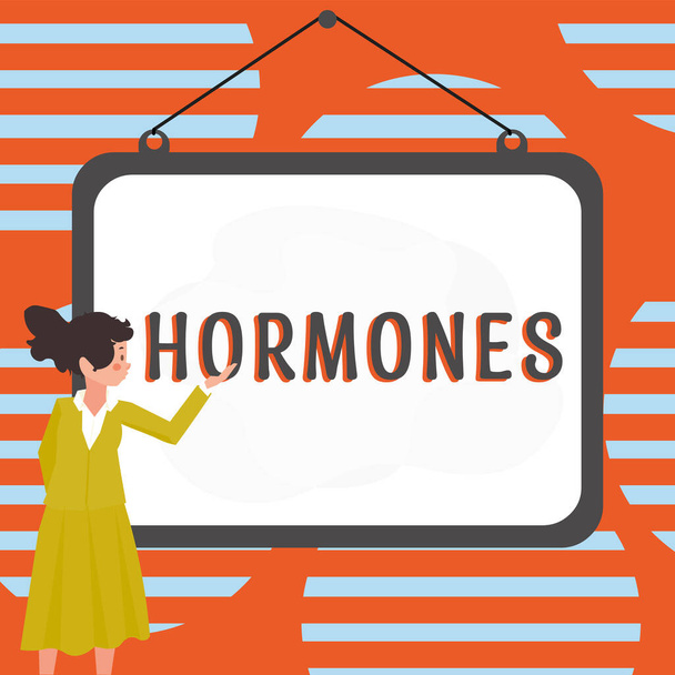 Kavramsal başlık: Hormonlar, organizmada üretilen iş şovu düzenleyici madde nakledilen doku sıvıları - Fotoğraf, Görsel