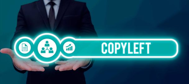 概念表示Copyleft,概念写真は、ソフトウェア、芸術作品を自由に使用、変更、コピー、共有する権利 - 写真・画像