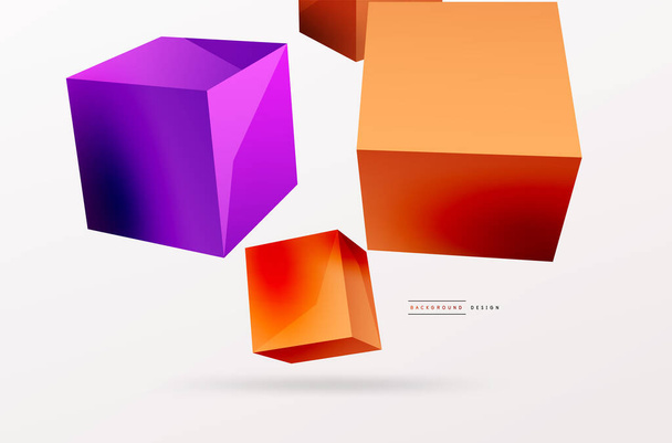 3D vector abstracte achtergrond. Vliegende kubussen compositie. Trendy techno business template voor behang, banner, achtergrond of landing - Vector, afbeelding
